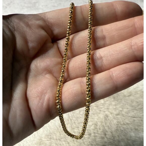 Bronzallure Gold Plated Popcorn Link Chain Signed B Italy 36” Layering Necklace - Picture 2 of 5